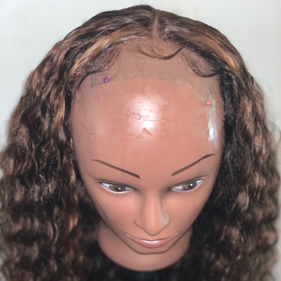 30 inch brown deep wave wig with highlights main image 6